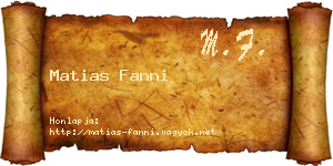 Matias Fanni névjegykártya